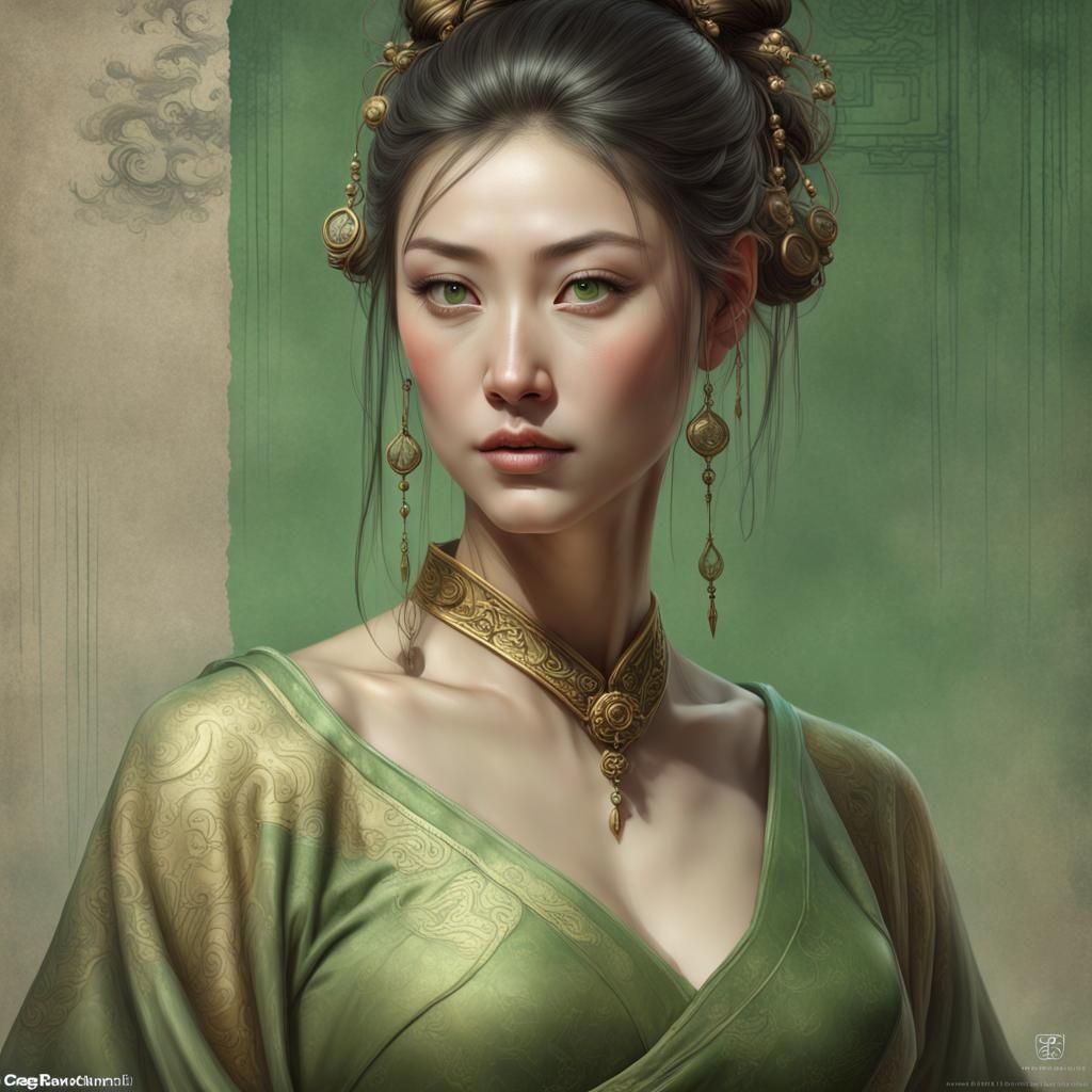 Pregnant Tang Dynasty Woman: Hyperdetailed Portrait