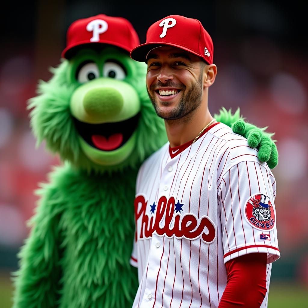 Phillies Champion Portrait with Phillie Phanatic Mascot