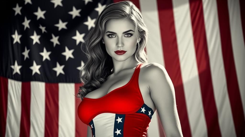 WWII Pin-Up Model in Classic Black and White Style