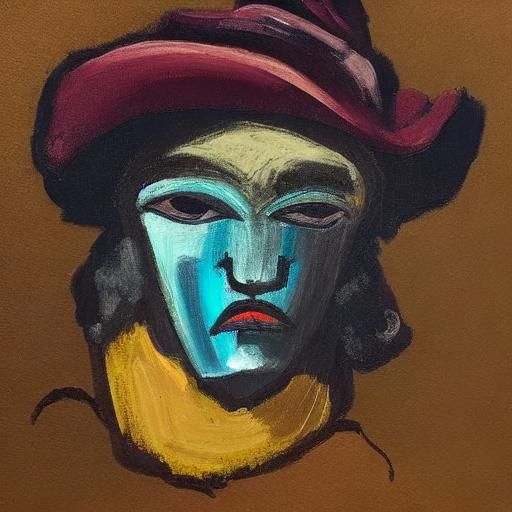 Expressionist Sheep Portrait in Rustic Setting