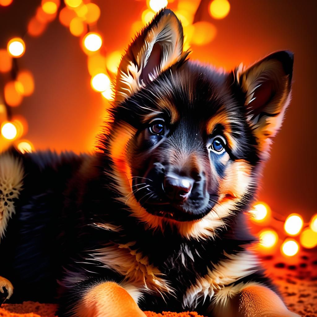 Playful German Shepherd Puppy in Abstract Expressionism