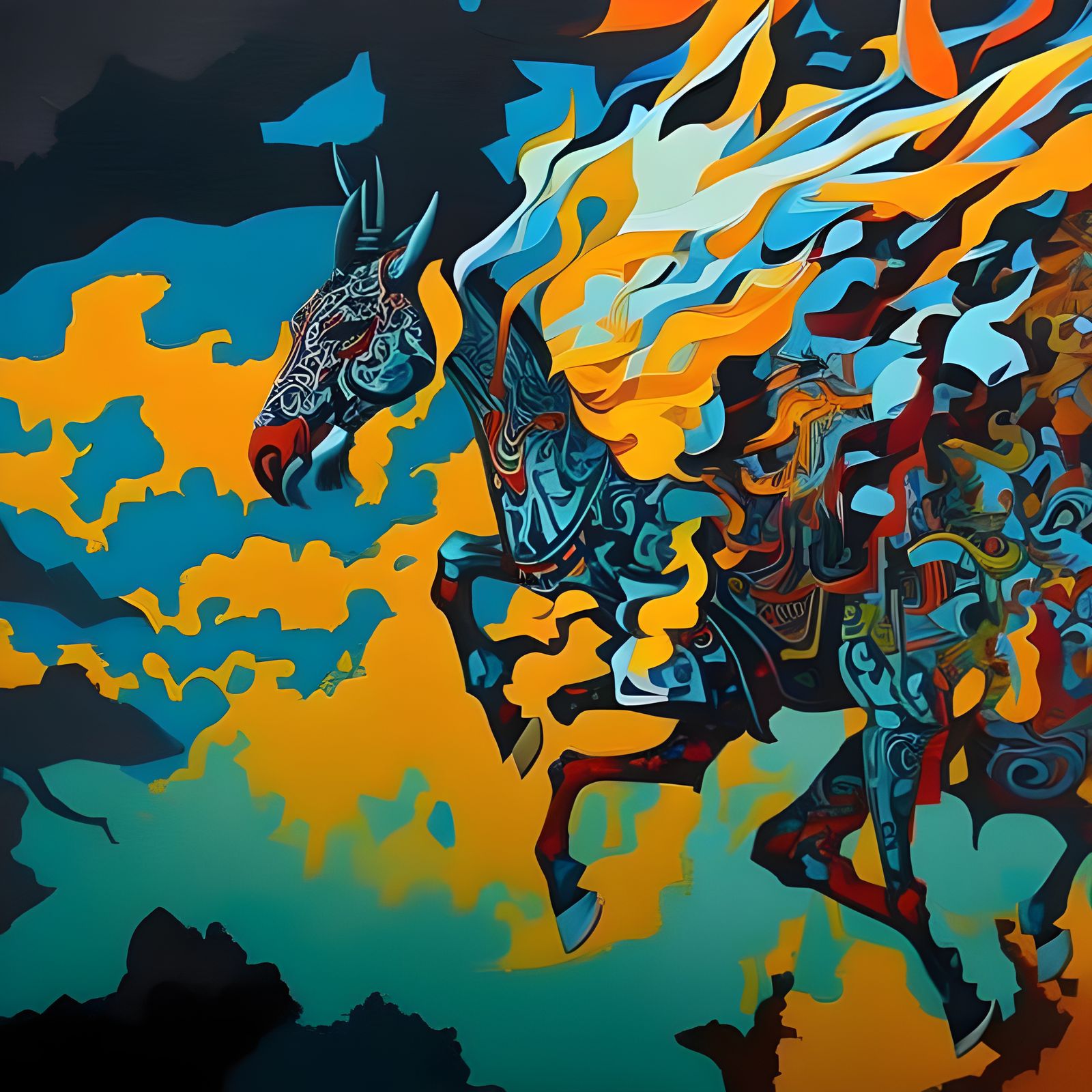 Hyperreal Painting of Chaotic Energy Unleashed