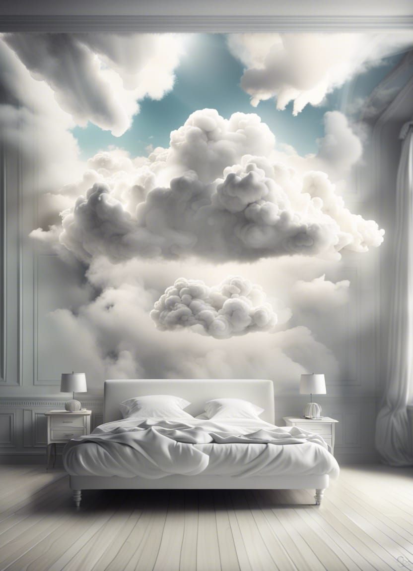 Cloudcore Bedroom in a Surreal Dreamscape