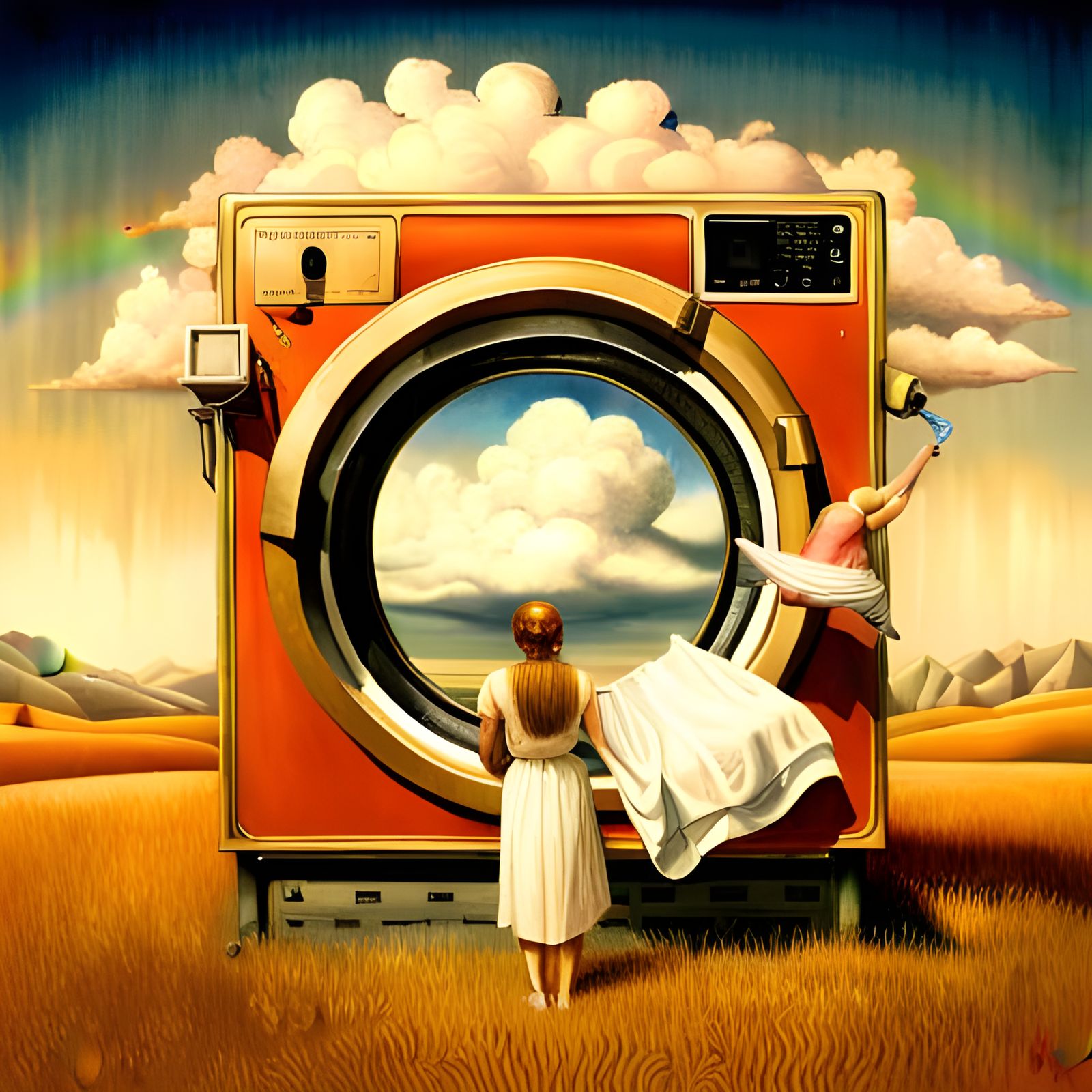 Surreal Washing Machine Portal to Rainbow Land