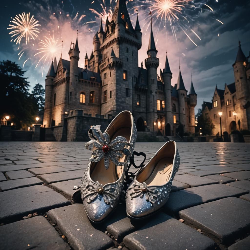 Illuminated Gothic Castle with Crystal Slipper
