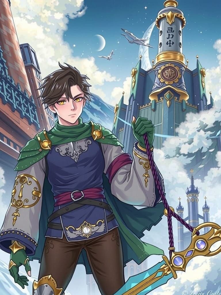 Heroic Figure Radiates Golden Energy, Wielding the Spear of....