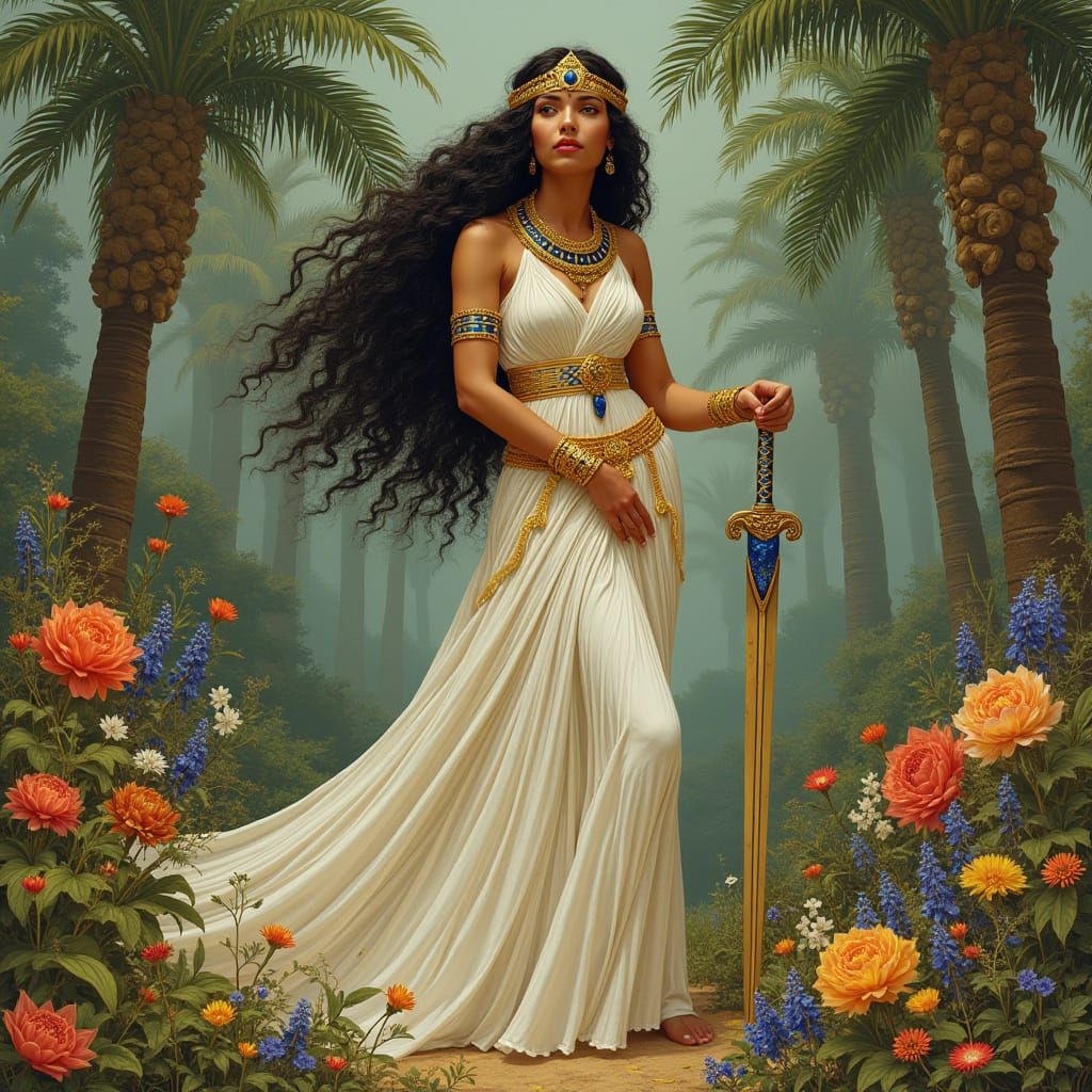 Inanna Goddess of Love and War in Ancient Sumerian Garden