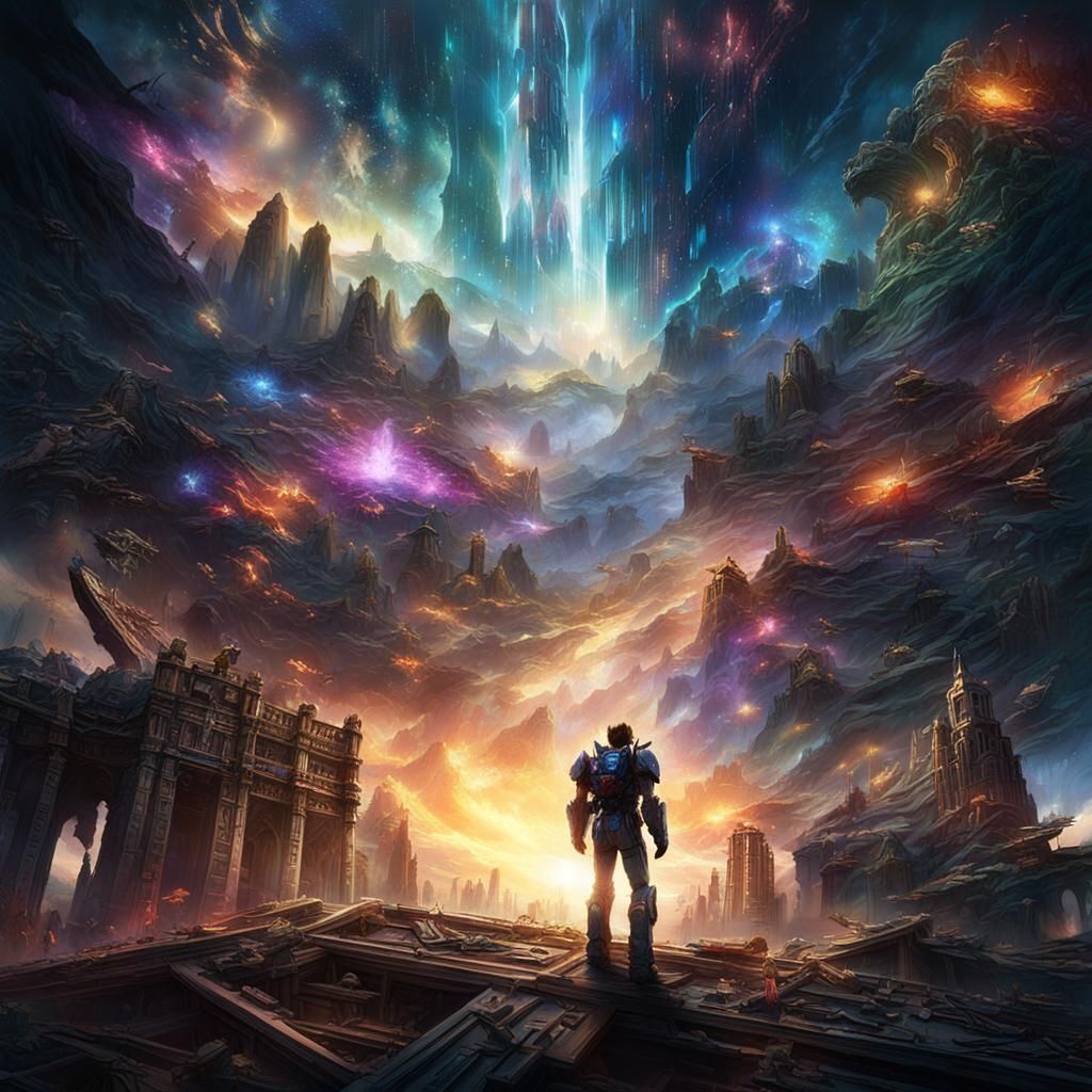 Fantastical Iridescent Light Burst, Digital Art