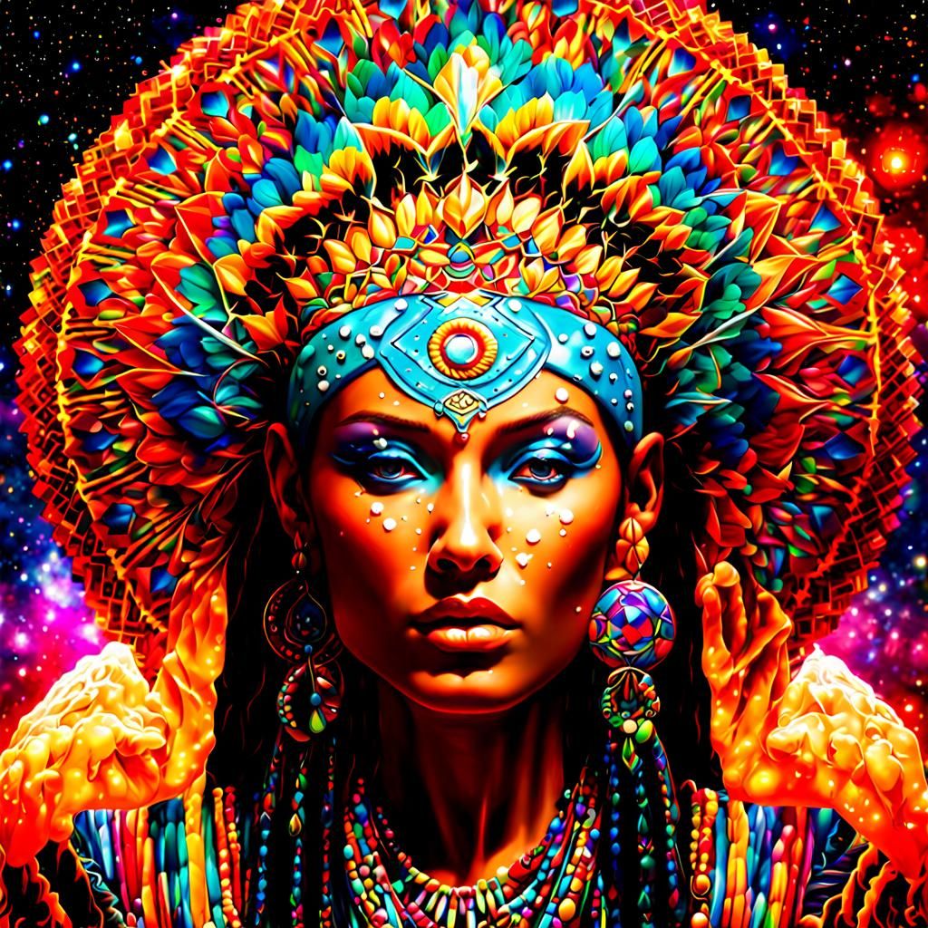 Squanto Portrait in Kaleidoscopic Cosmic Colors