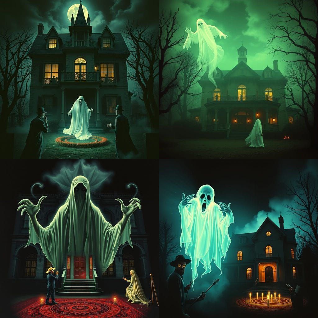 Gothic Haunted Mansion Ghost Haunting Surreal Cinematic Mont...