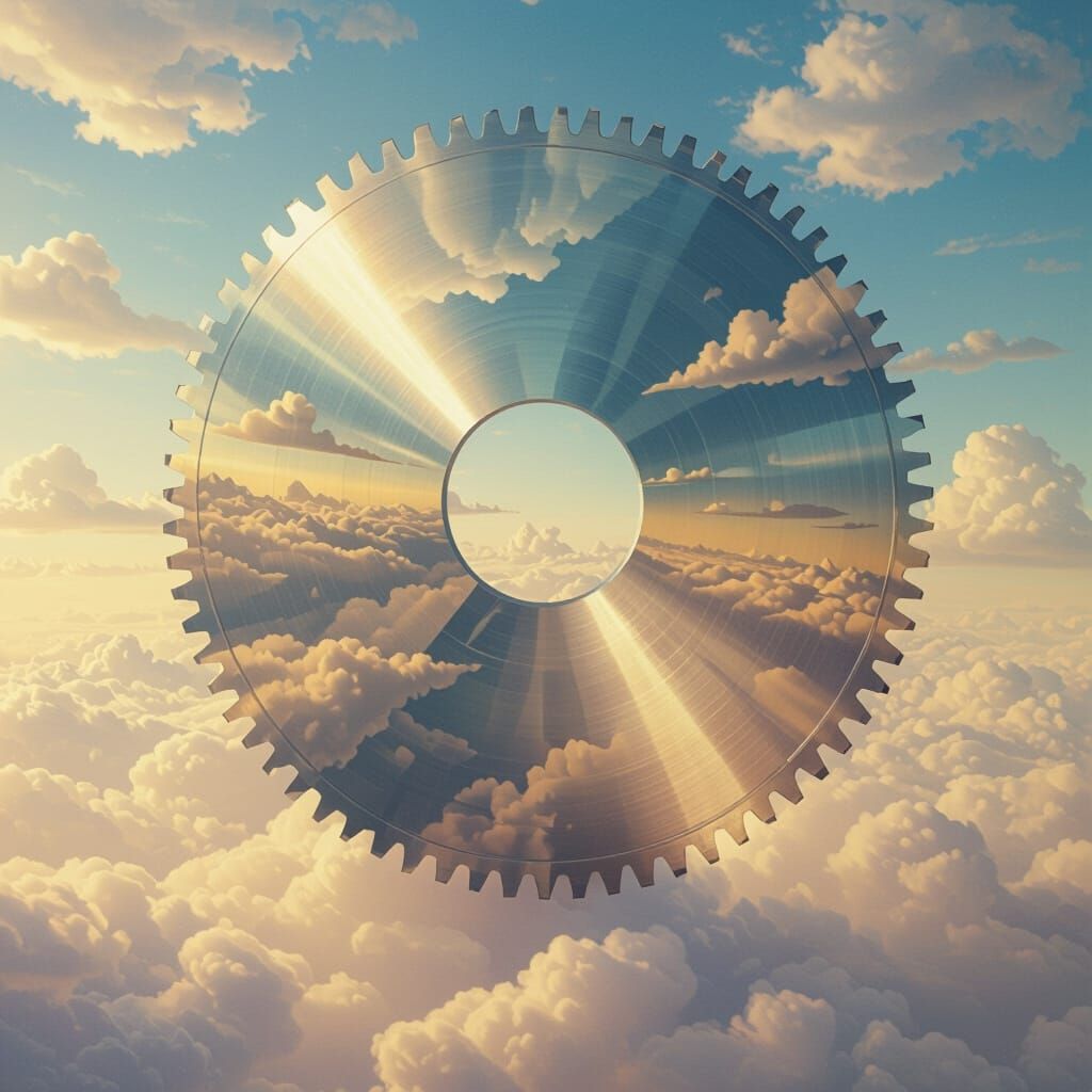 Surreal Saw Blade in Dreamy Sky