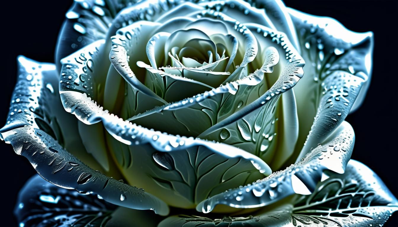 Hyperrealistic Ice Sculpture of a White Rose