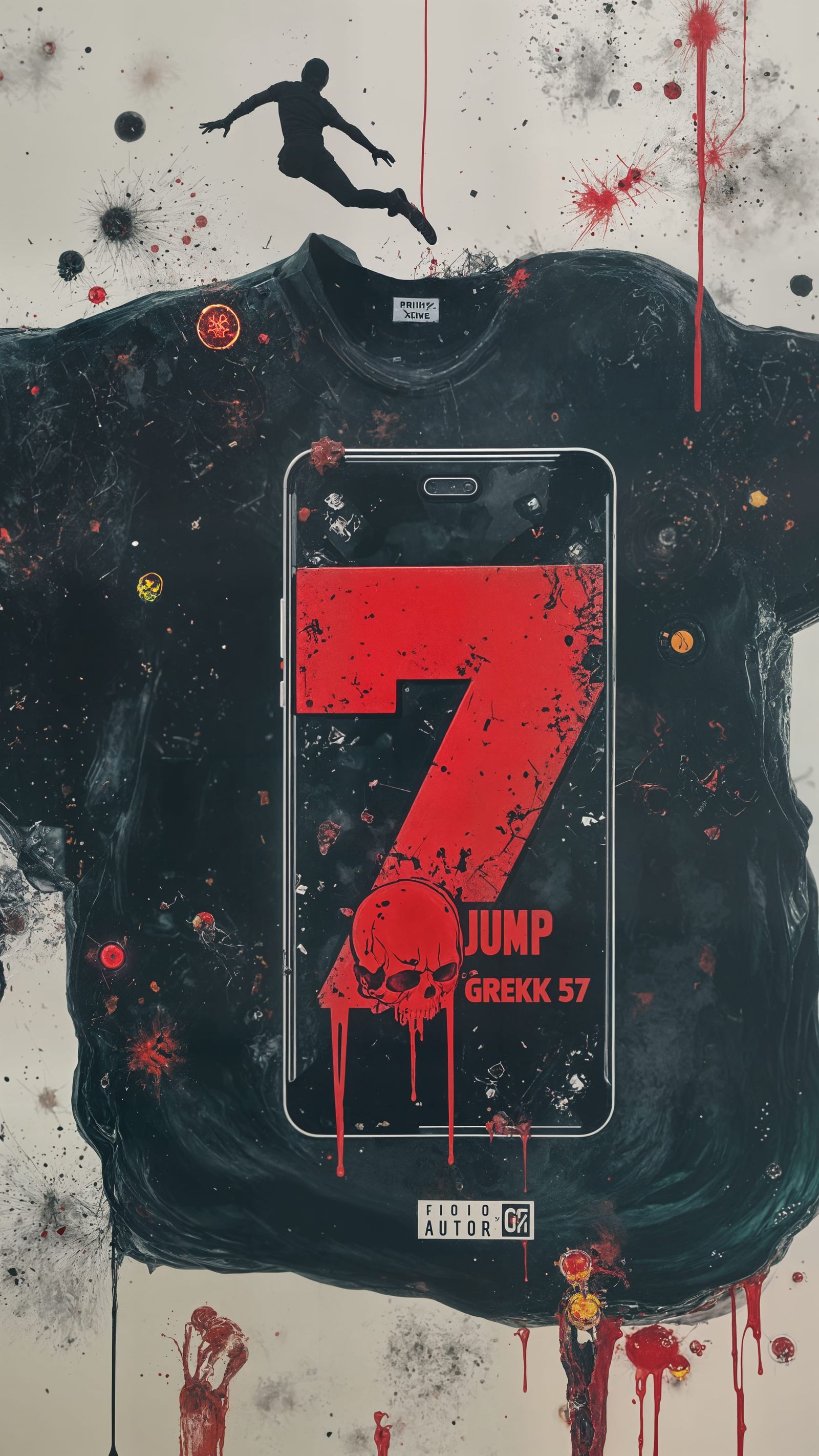 Cyberpunk Hero Leaps Over a Dystopian Cliff in Shattered Pho...