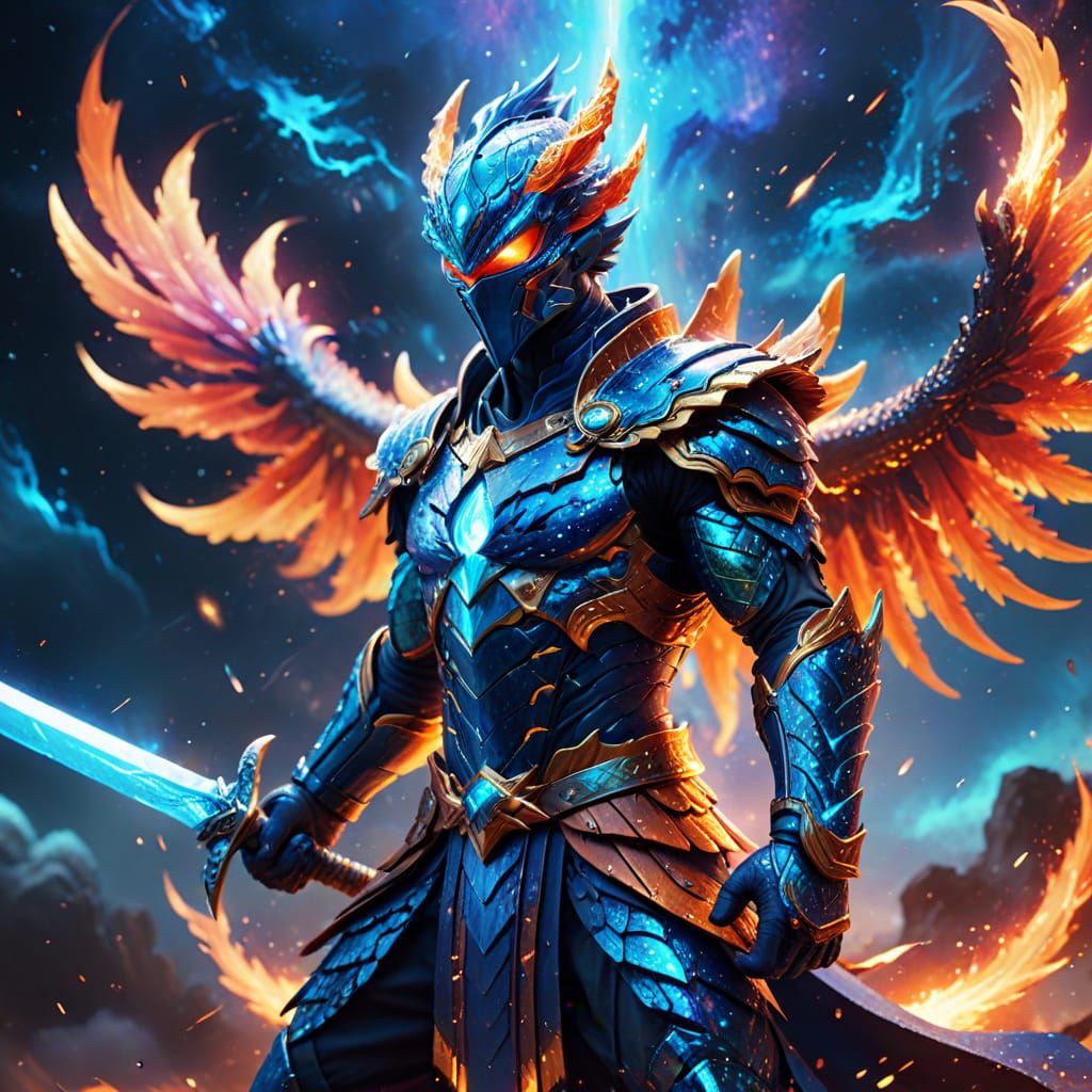 Cosmic Astral Phoenix-Dragon Swordsman Soars Through Vibrant...