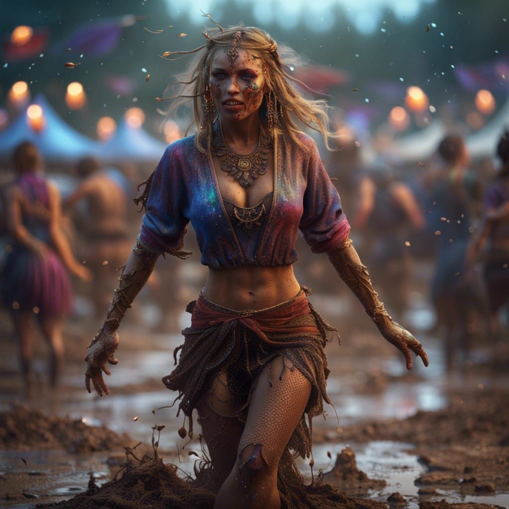 Festival Girl Dancing: Detailed Matte Painting