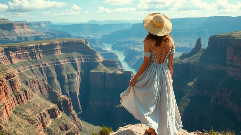 Woman Gazing at Alien Landscape Art
