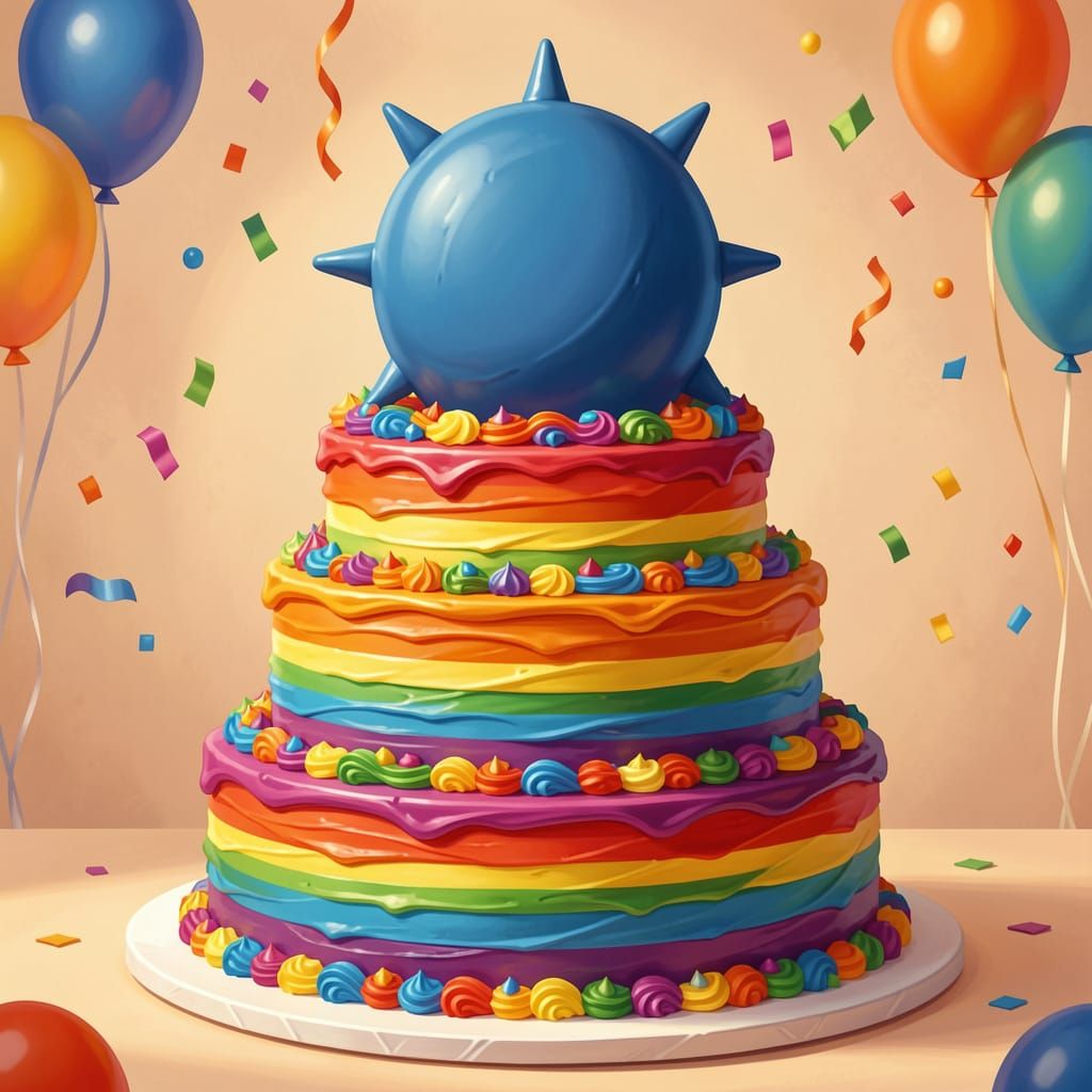 Colossal Rainbow Cake with Blue Chocolate Sun