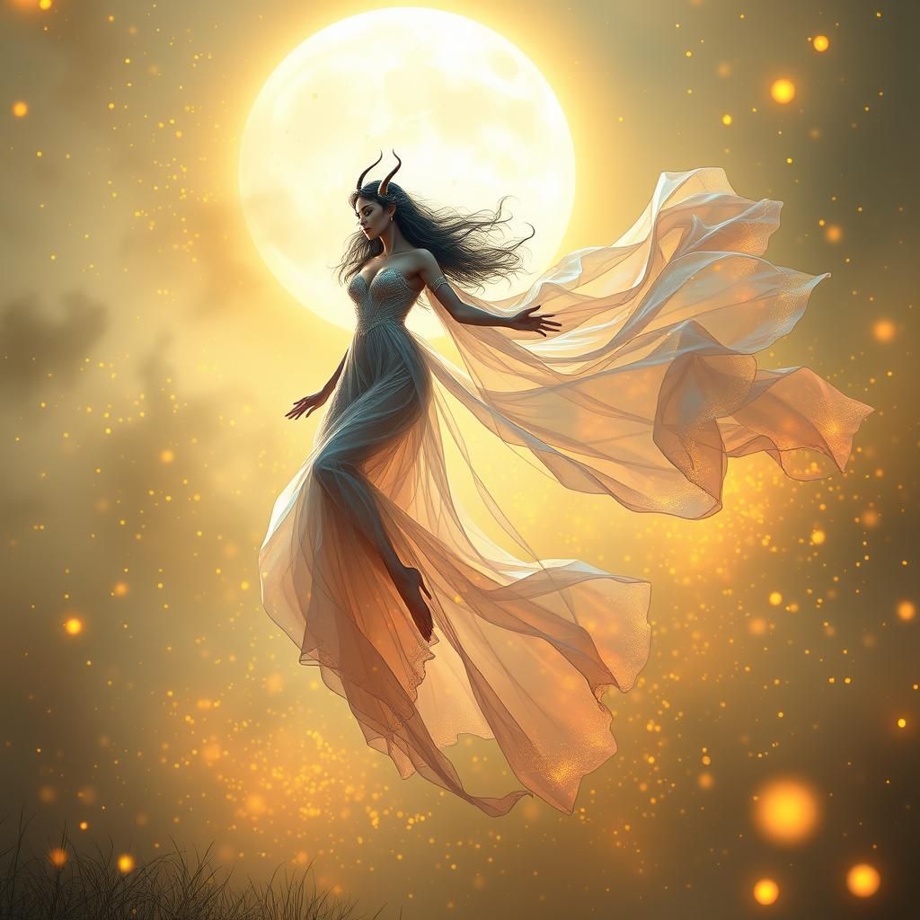 Ethereal Demonic Figure Ascending in Twilight Realm