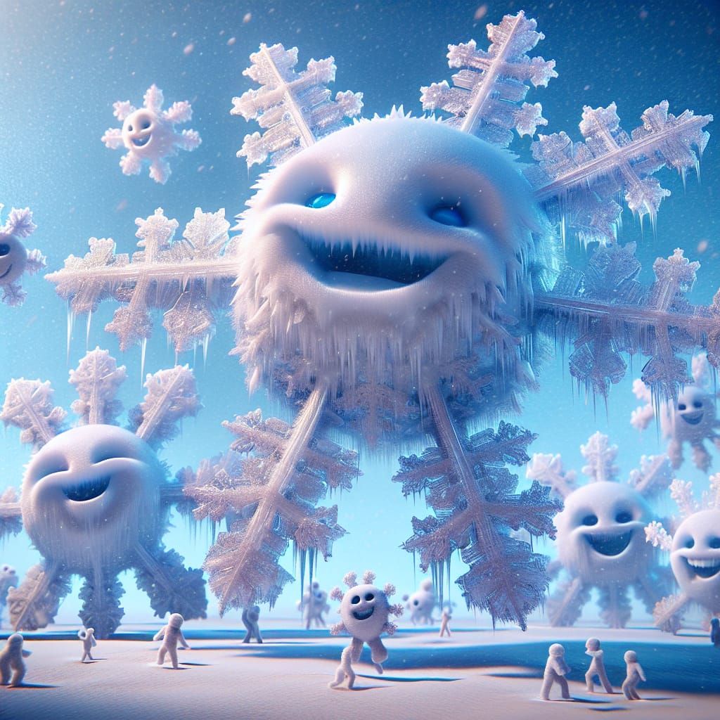 Joyful Winter Snowflakes Dance in Crystal Elegance