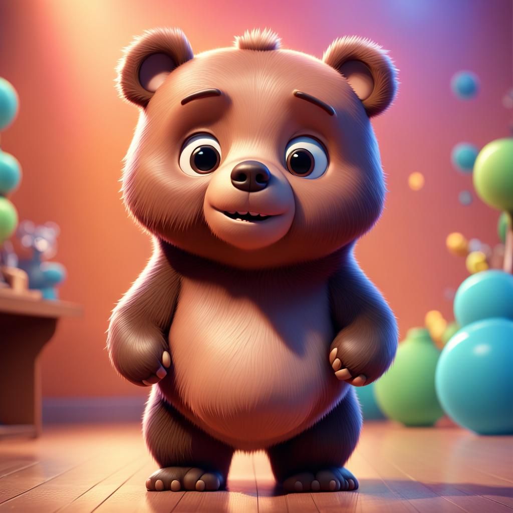 Cute Bear in 3D Digital Art Style