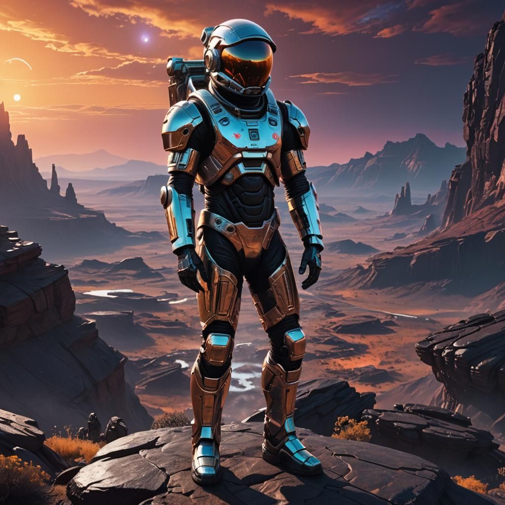 Astronaut on Alien Planet in Sci-Fi Style