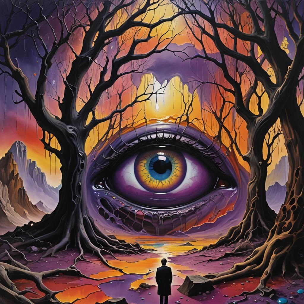 Surreal Eye Beckons from Cave of Melting Colors