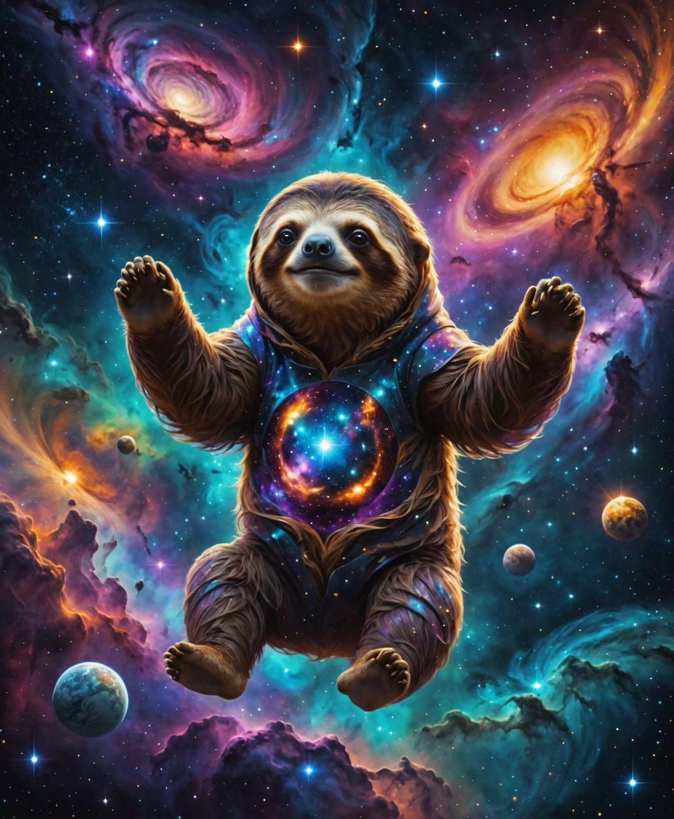 Cosmic Sloth Drifting Through Nebula