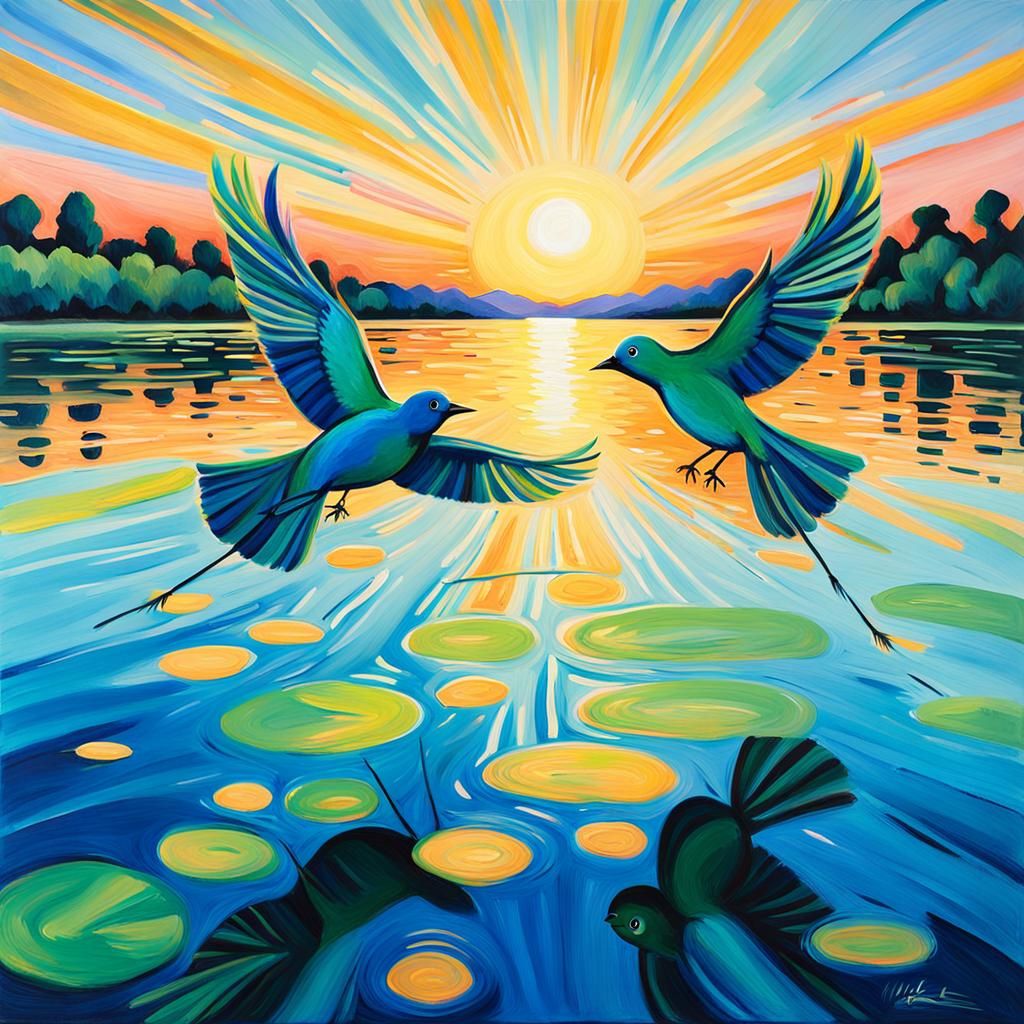 Morning Serenity in Vibrant Expressionist Style