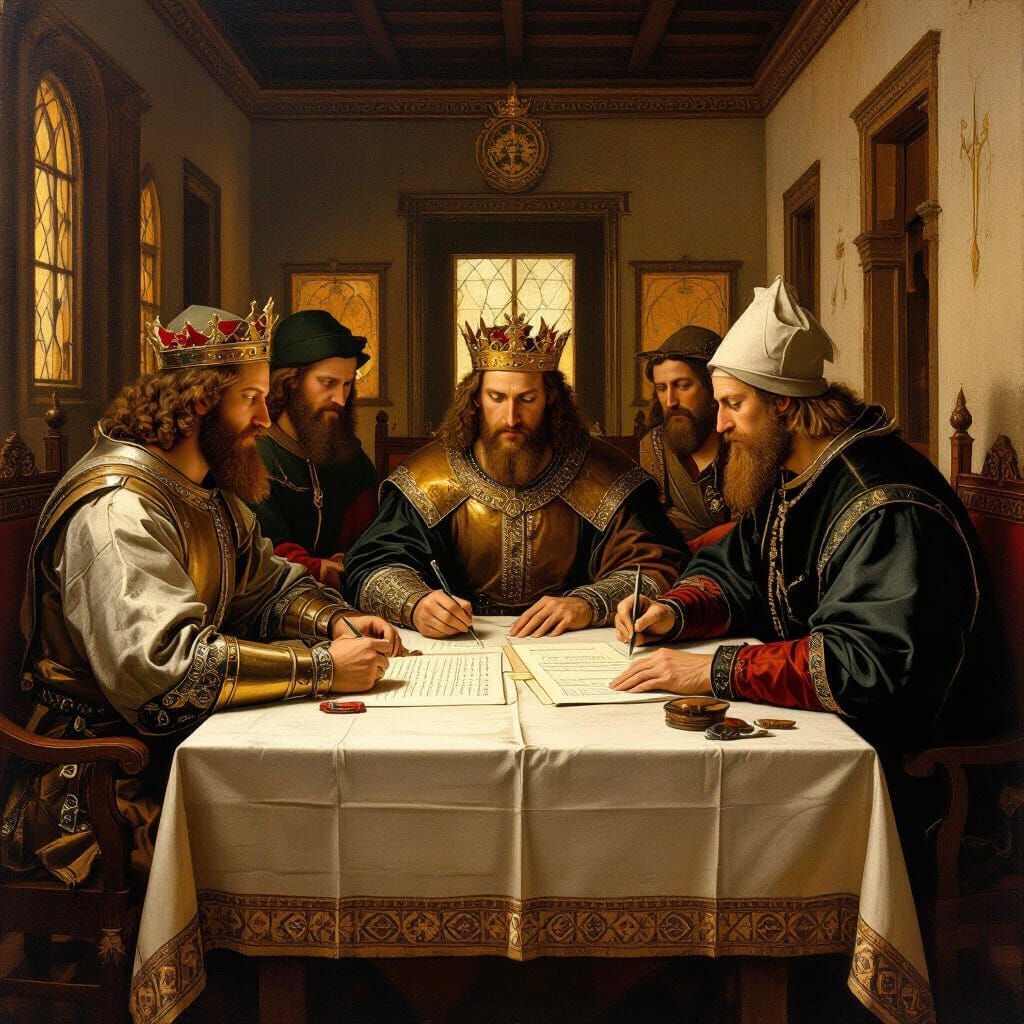 Medieval Treaty Signing in Renaissance Style