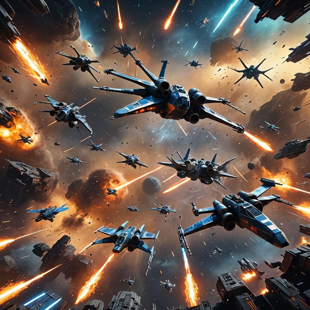 Starfighters Clash in Nebula: A Cinematic Space Battle