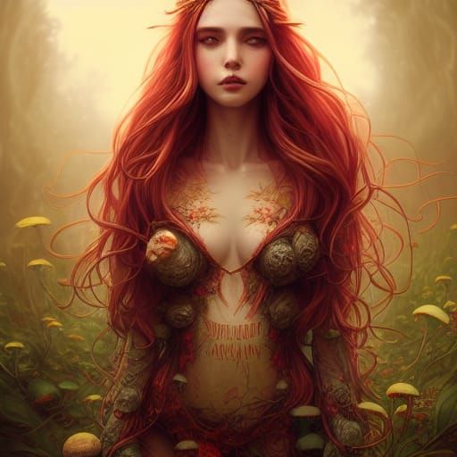 Psychedelic Goddess Portrait in Digital Illustration Style