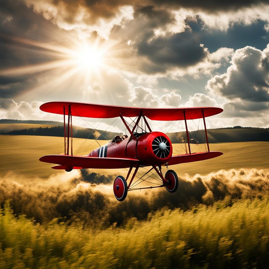 Red Baron's Triplane Over No Man's Land