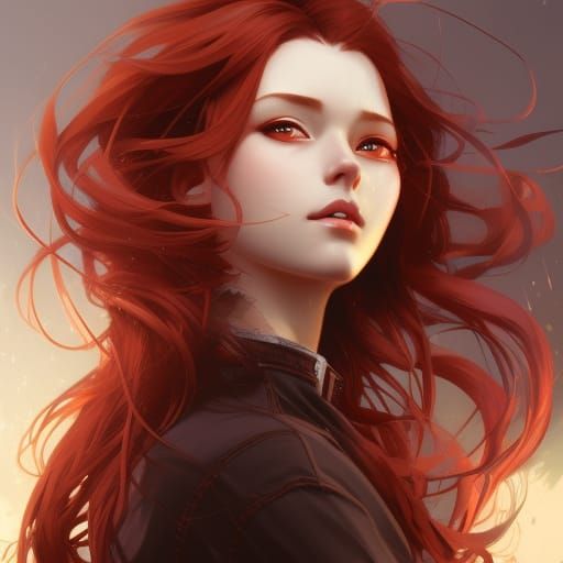 Anime Girl Portrait in Art Nouveau Style