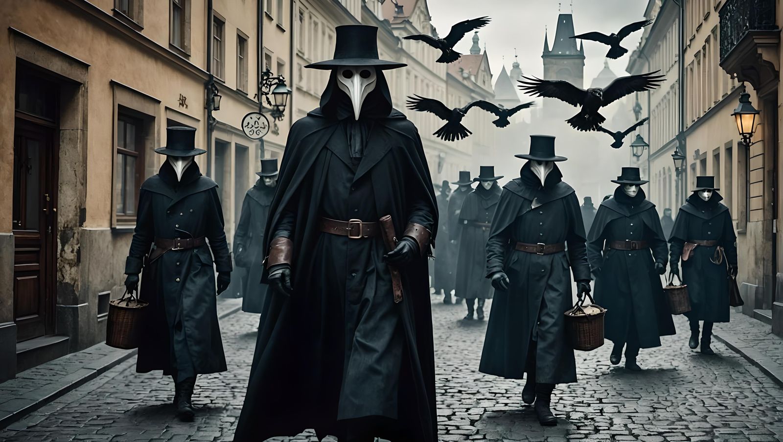 Plague Doctor in Medieval Prague Street Photography