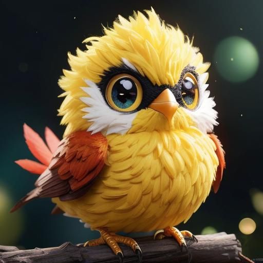 Cute Knitted Yellow Bird with Mohawk