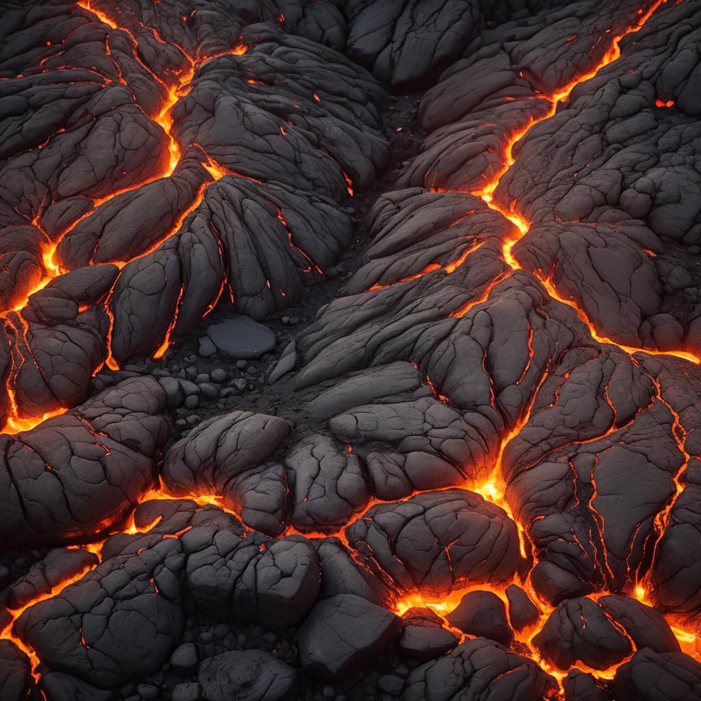 Night Lava Eruption Landscape Photography