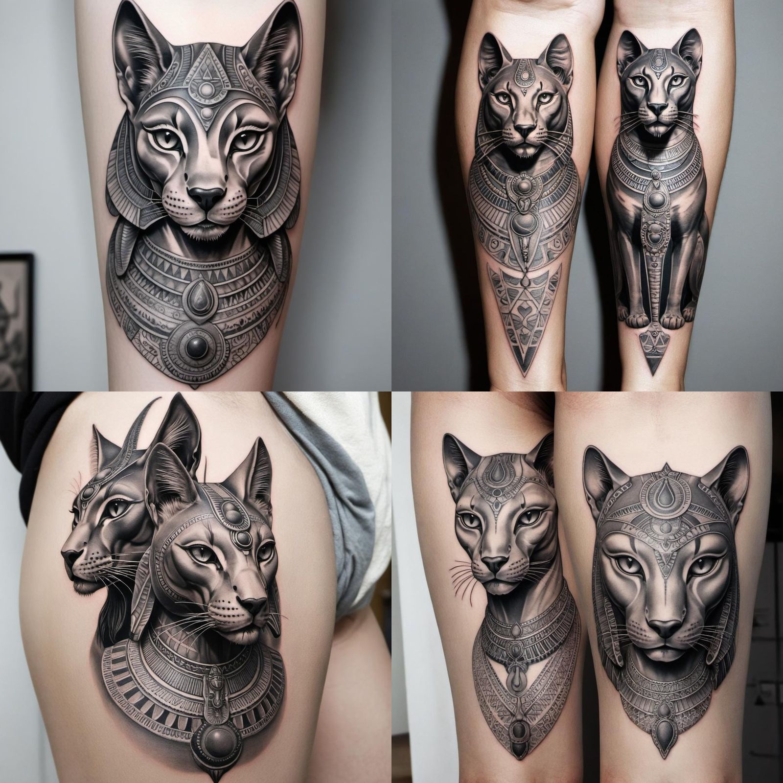 Bastet and Sekhmet Intricate Tattoo Design