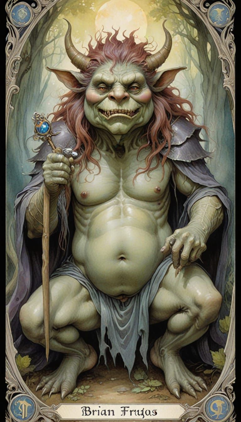 Whimsical Art Nouveau Tarot Card with Vibrant Watercolors an...