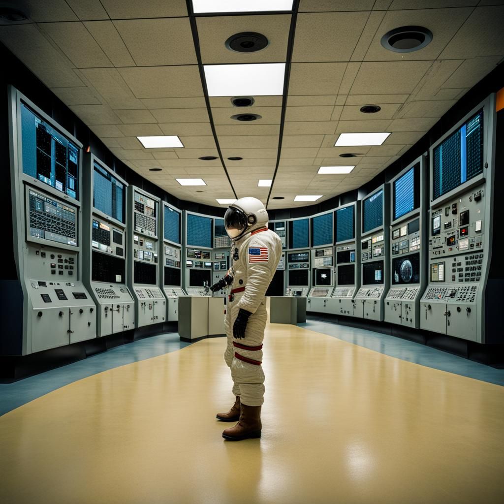 Lone Figure in Kennedy Space Center Control