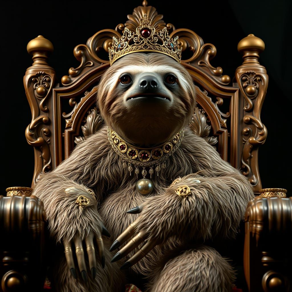 Ornate Noble Sloth Portrait in Jan van Eyck Style