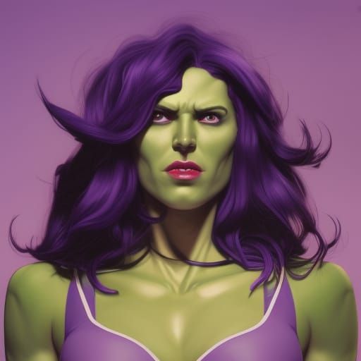 She-Hulk Portrait in Comic Book Style