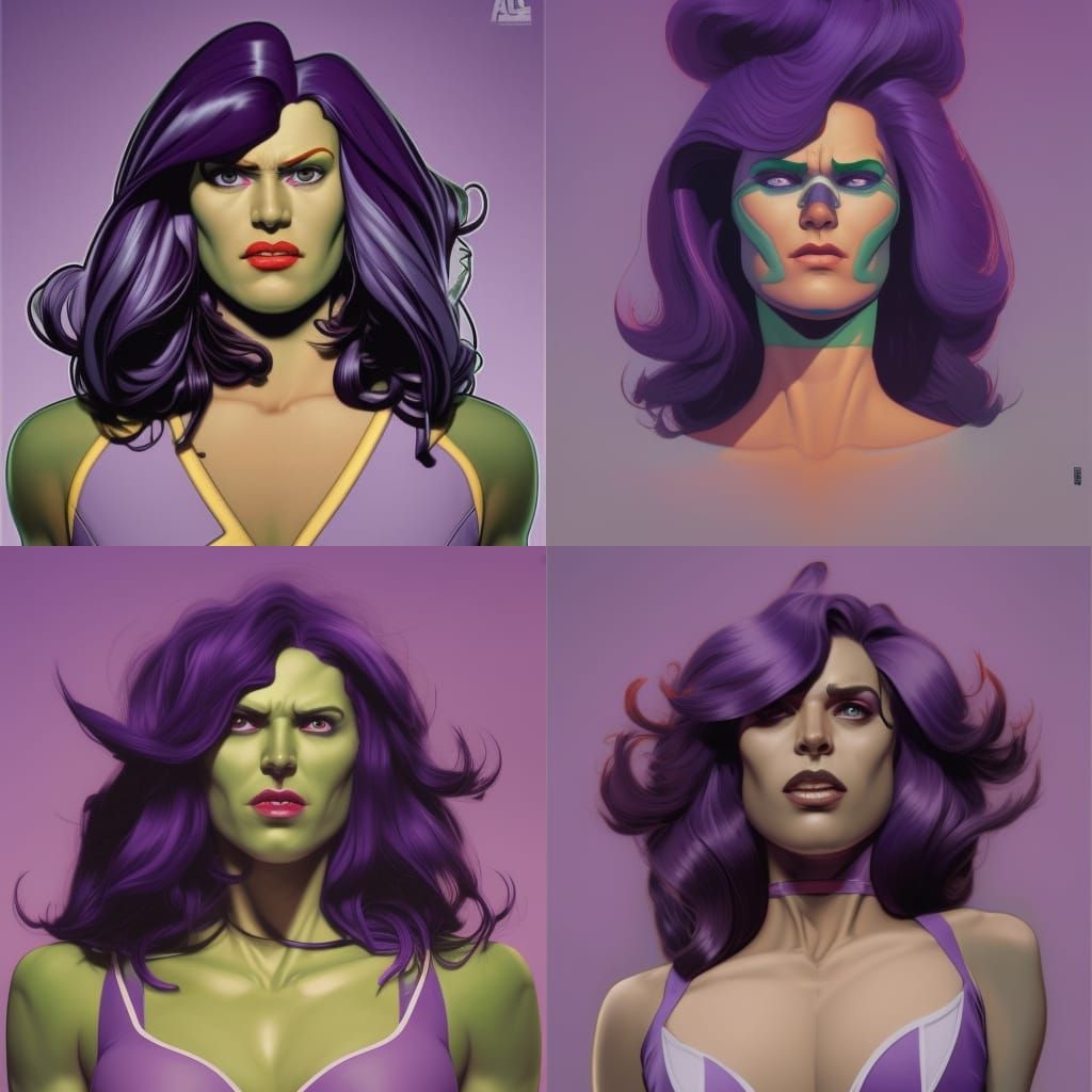She-Hulk Portrait in Comic Book Style