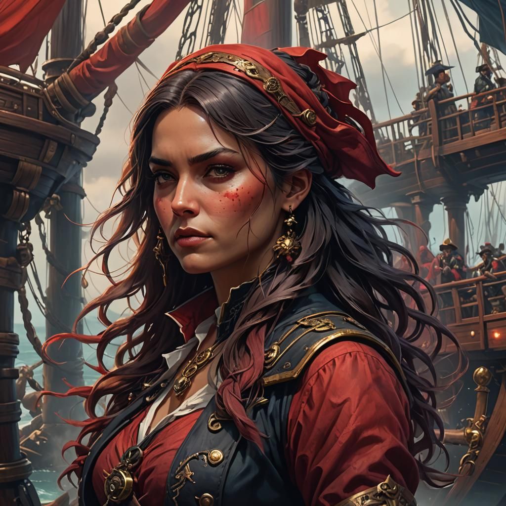 Mystical Pirate Ship Captain in Dark Academia Style