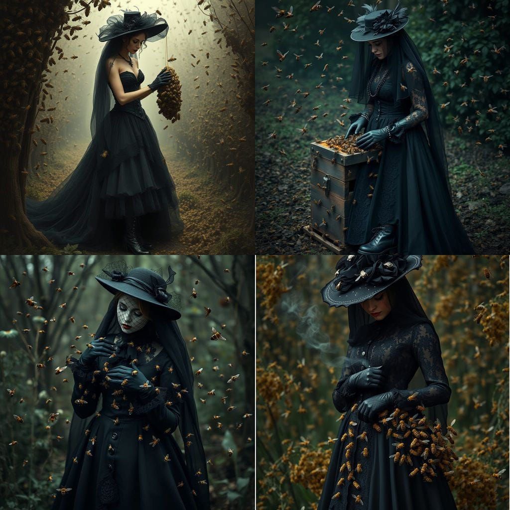 Gothic Beekeeper in Dark Victorian Style