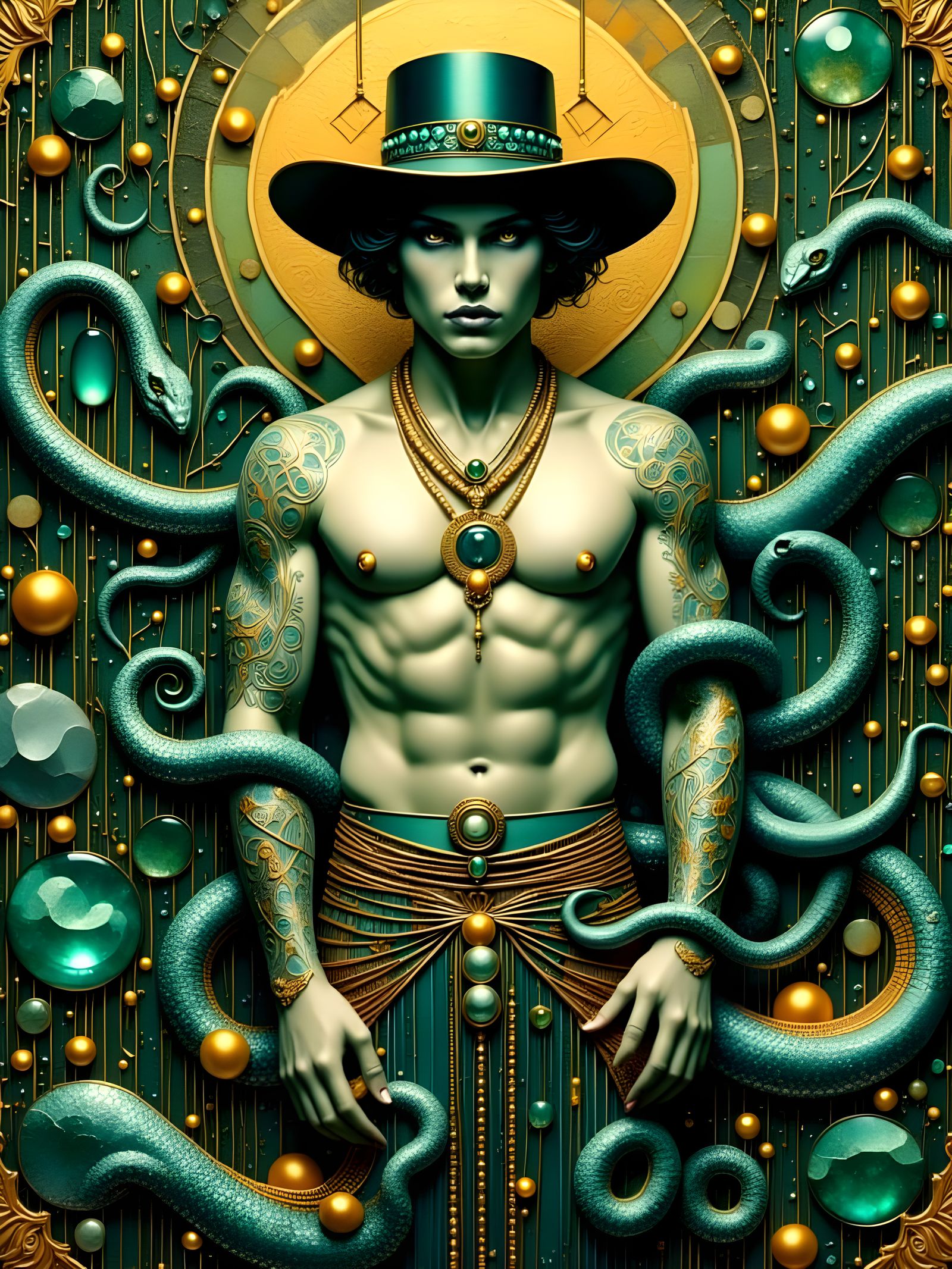 Shulákama in Jungle with Serpents, Art Deco Style