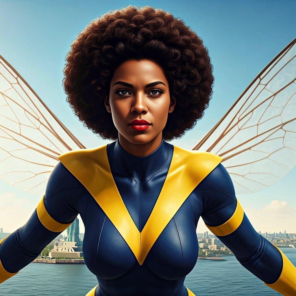 Mutant Angel Salvadore Flies Over New York