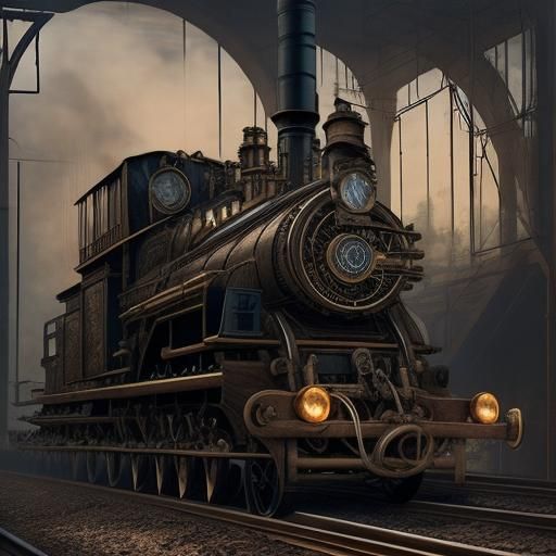 Detailed Steampunk Engine Illustration