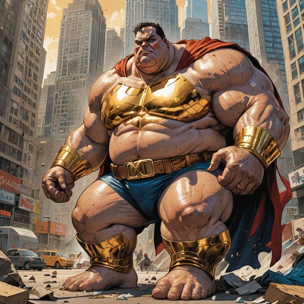Morbidly Obese Superhero in Comic Book Style