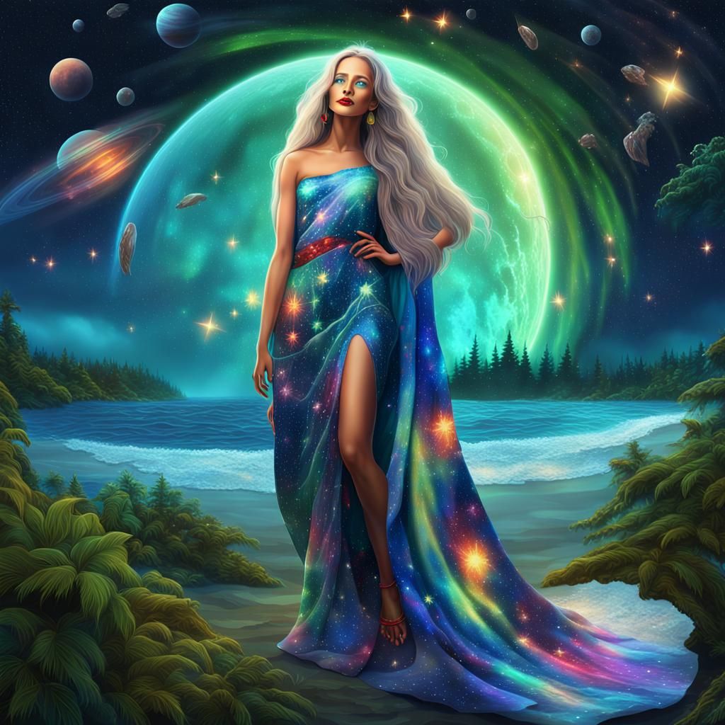 Surreal Female Santa Claus in Vibrant Digital Art