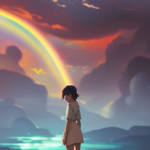 Girl by Rainbow in Anime Key Visual Style
